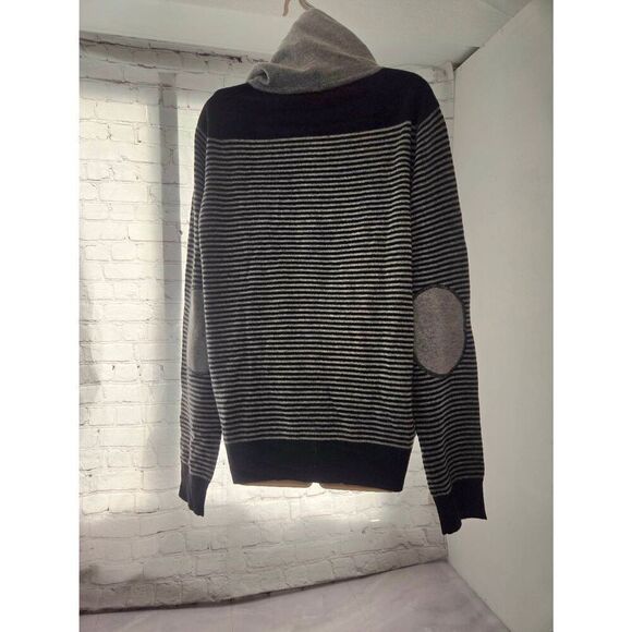 Ed Hardy Unisex Size Large Grey/Black Stripe Wool Blend Full Zip Hooded Sweater - Picture 7 of 8